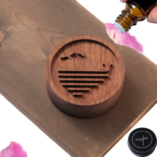 Oaecアロマストーン木製アロマディッシュ缶入り黒胡桃直径50mmx高さ20mm車載ポータブルアロマポットア..