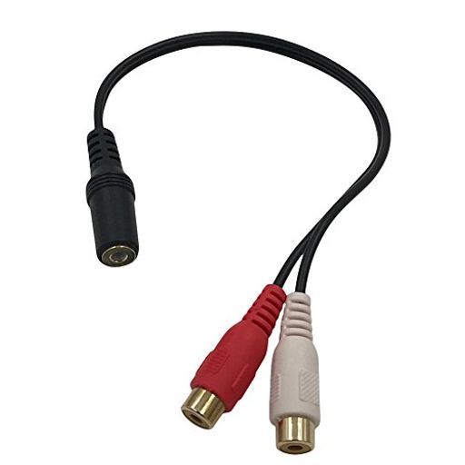 3.5mmステレオミニプラグ(メス)とRCAx2(赤・白)(メス)ケーブル20cm金メッキ仕様