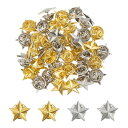 SUPERFINDINGS 2色 40個入り スターピンバッジ 星 ツインスター 合金 ラペルピン ブローチ ピン ミニ星型 幅15MM 衣装帽子飾り バック飾...