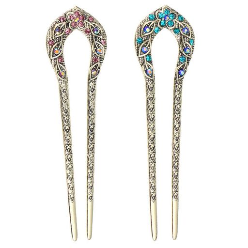 BESTOYARDかんざしU型簪ヘアピン和装アクセサリーヘッドドレスシンプル成人式結婚式髪飾り贈り物ヘアアレンジ2本入(混色1)