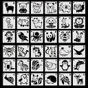 KOONAFYテンプレート36枚動物形ステンシルシートパンダ猫かわいいプレート絵画文具プレゼントDIY手作りデザイン製図ステンシルタコ羊ハムスター熊フォックス獅...