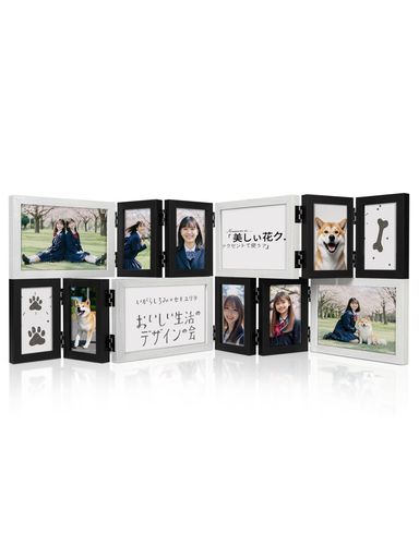 楽天YUMAshoppingmalSUMGAR写真フレームヒンジ付き折りたたみ式複数枚卓上・壁掛け兼用ハガキKG多面12個パック（8個6.5x10cm4個10x15cm）壁装飾大切な家族の思い出に写真立てフォトフレームポストカードフレームお…