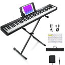 DONNER電子ピアノ88鍵盤スタンドセットMIDI対応充電型10時間連続利用コンパクト軽量初心者子供持ち運びケースペダル譜面台鍵盤シール日本語説明書付きDEP...