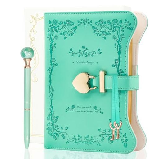 hi!SCI鍵付きノート日記帳鍵付き日記b6詰め替え可能横罫子供小学生女の子プレゼントPUレザー秘密ノート女性用学生メモ帳ジャーナルギフト手帳文房具学用品記念日誕生日プレゼント(ター…