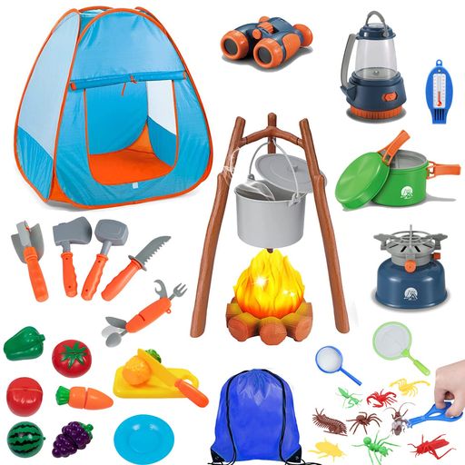 キッズテントキャンプおもちゃキャンプセット男の子女の子知育玩具キャンプごっこ子供テント子供秘密基地室内・屋外遊具コンパクト折りたたみ式子どもテントクリスマス誕生日プレゼ…