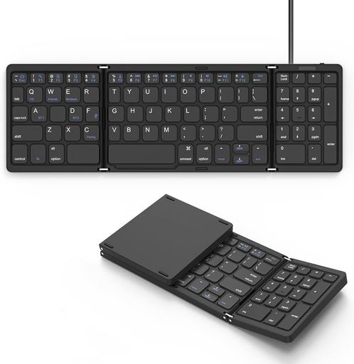 Omikamoキーボードワイヤレス折り畳み式ipad/iphoneキーボード有線テンキー付きbluetoothキーボード英語配列3台デバイス使用Windows/Mac/iOS/Android対応静音ミニ小型薄型コンパクト