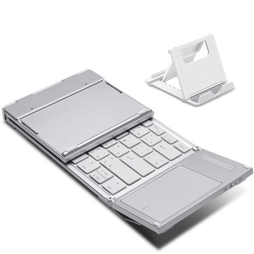 EWIN ワイヤレス キーボード BLUETOOTH 折り畳み 日本語配列 タッチパッド搭載 充電式 三台同時切替 IOS/ANDROID/MAC/WINDOWS対応 IPHONE IPAD パソコン タブレット スマホ スタンド付き 日本語取説