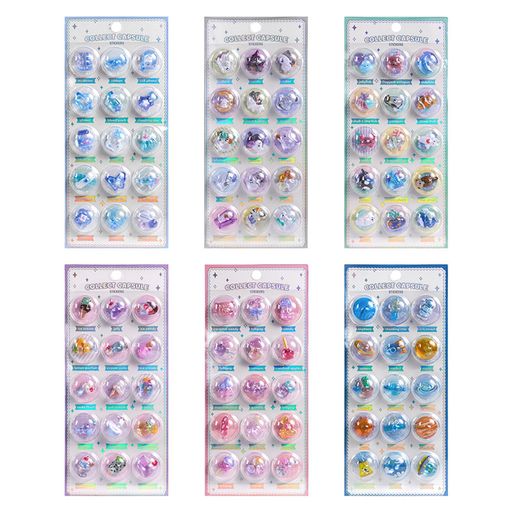 KRGNPLEカプセルシールたまごっちおはじきシール6枚可愛い柄の種類が豊富3D立体浮き彫りクリスタ ...