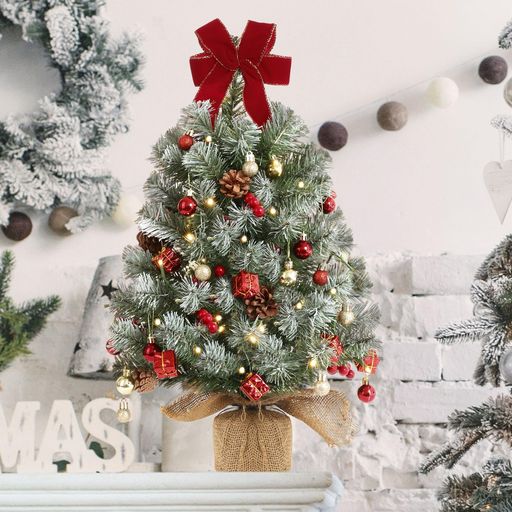 クリスマスツリー卓上ミニLuxspire50cmDIY可能人工松タイマー機能電池式USB給電式2ways給電LEDイルミネ..