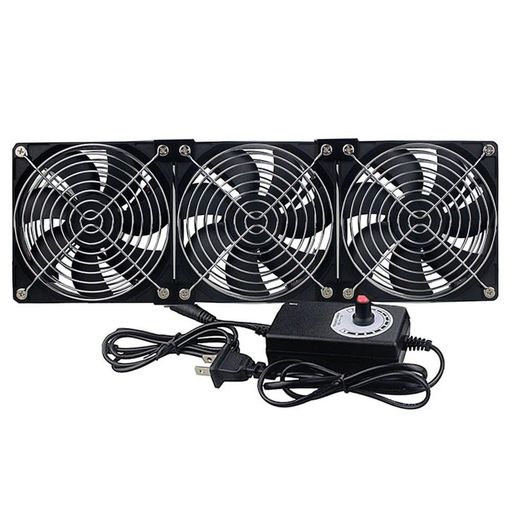 YOWEE3連120MMX25MMAC冷却ファン、ケースファン窓用温室用車中泊换気扇AC100V-240Vスピードコントローラー付き、USプラグのサムネイル