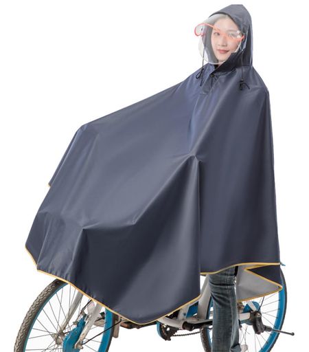 [VULPNS] レインポンチョ カッパ 自転車用 レインコート レディース 厚手生地 雨具 防風 防水 速乾 豪雨 顔濡れ防止 通気性 ロング丈 収納袋付き おしゃれ ブラック 通勤 通学 アウトドア 春 夏 BLACK