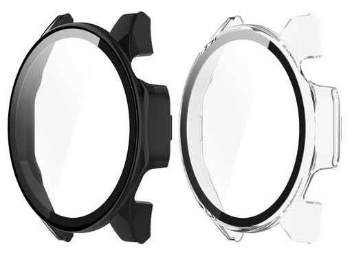 SHEAWA HUAWEI WATCH GT4 46MM用ケース カバー 2個セット PC+強化ガラスフィルム 全面保護 9H硬度 一体型保護ケース 保護カバー 耐衝撃 アクセサリー (ブラック+透明)