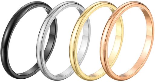 083基地 4個セット 4色セット ユニセックス レディース メンズ リング 2MM ピンキーリング 指輪 シンプル チタン 甲丸 リング サイズ10号
