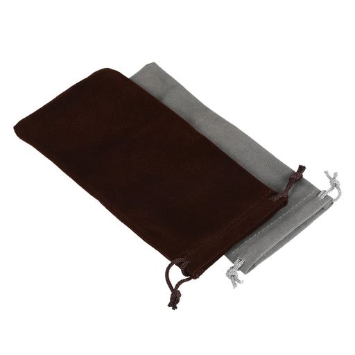 PATIKIL巾着ギフトバッグ17x8cm2個ソフトフランネルクロス収納ポーチジュエリーメガネ結婚式用ブラウン..