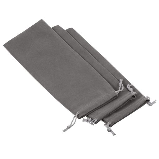 PATIKILマイクロファイバーポーチ25x10cmグレー3個柔らかいストレージ巾着ギフトバッグメガネウェディ..