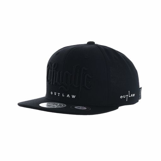 [ウィズムーンズ]帽子THUGLIFEロゴ刺繍入りストレートキャップサイズ調節可能AL2862(BLACK)