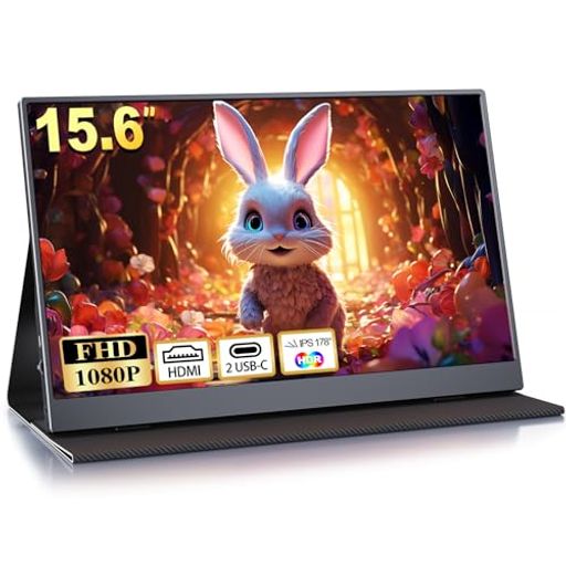 モバイルモニター 15.6インチ ディスプレイ 1920X1080FHD ゲーミングモニター スイッチ用 非光沢IPSパネル高輝度400NITS HDRモード対応 薄型 スピーカー内蔵 標準HD/USB-A/TYPE-C/MINI HDMI端子 ブラック