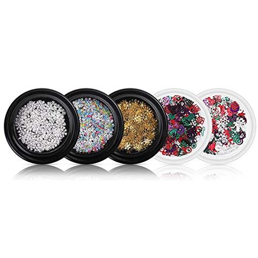 ネイルホログラムクリスマス5個セット雪の結晶クリスマスツリー極薄ネイルスパンコールグリッターラメ..