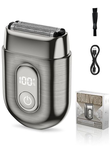 EchoByte高質感メタルボディ往復式電動シェーバーメンズひげそりフローティング3枚刃乾湿両用IPX7防水..