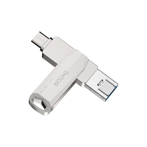 TNTOR USBメモリ 32GB 3IN1スマホUSB フラッシュドライブ IOS/ANDROID/PC対応 フラッシュメモリー 高速データ伝送 容量不足解消 両面挿し スマホメモリー 防塵 耐衝撃 360度回転式 収納ケース付属