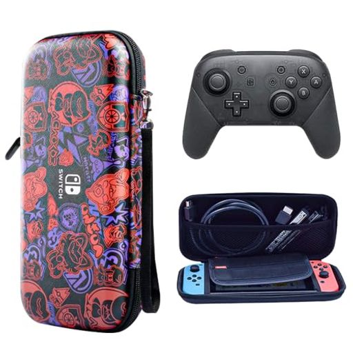 Switch有機ELモデル対応switchケースカバー有機el収納バッグ防じん防塵耐摩耗耐圧耐衝撃簡単収納スイッチポーチ可愛い保護カバー小物収納可dlseego(黒)