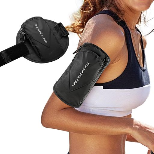 TRkinランニングバッグランニング用携帯腕バッグ防水防汗両ポケットアームバンド調節可能男女兼用6.5イ..