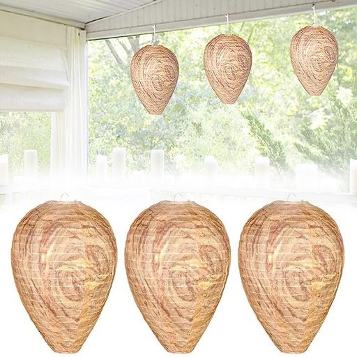 蜂の巣ダミー蜂の巣よけ3個セットハチの巣ガード吊るす蜂の巣ダミー蜂よけグッズスズメバチの巣ー家と庭の ...