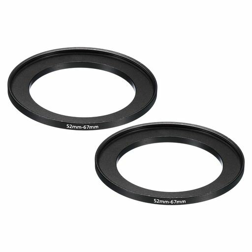 PATIKIL 52 MM-67 MM 金属ステップアップリング 2個 カメラレンズフィルターアダプターリング アルミニウム フィルターアダプターリング カメラレンズフード用 ブラック