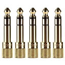 FOSPOWER (5個セット) 6.35MM (1/4”)オス ⇒ 3.5MM (1/8”)メス (3極TRS AUX / 24K金メッキプラグ) アンプヘッ...