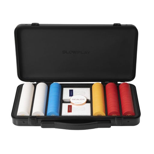 SLOWPLAYGodelテキサスホールデム用セラミックポーカーチップセット300枚(無印)39mm10gドイツ製高耐久ポリカーボネートチップケース付き