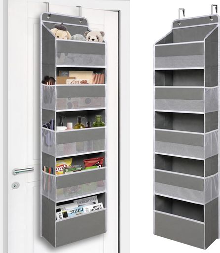 ウォールポケットRinimieドア掛け収納式ポケット5段の大容量透明窓付き変形防止設計壁掛け収納ポケット吊り下げ収納ポケット頑丈な不織布で作られた耐用小物収納おもちゃ雑誌書類/漫画…