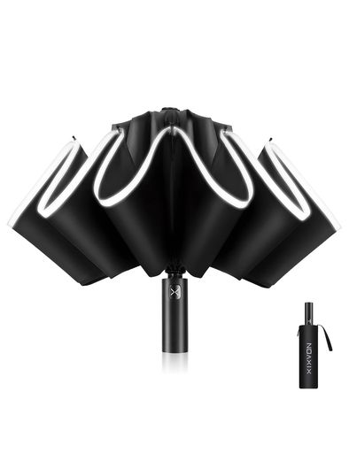 XIXVON UMBRELLA PRO (10リブ、ブラック)| UPF 50+ 99%UV保護、反射安全ストリップ、頑丈な防風、トラベルポータブル、自動| 逆折りたたみ傘 XIXVON UMBRELLA PRO (10リブ、ブラック)| UPF 50+ 99%UV保護、反射安全ストリップ、頑丈な防風、トラベルポータブル、自動| 逆折りたたみ傘