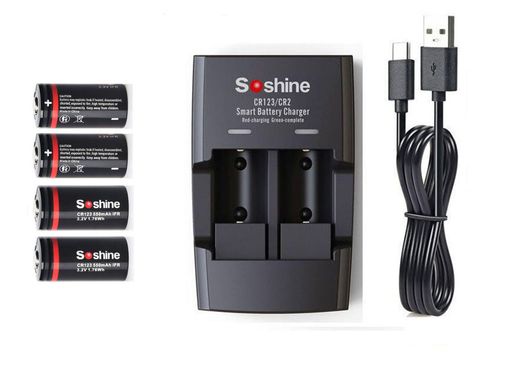 SoshineCR123A充電池4本+充電器セット3.0V(3.2V) SoshineCR123A充電池4本+充電器セット3.0V(3.2V)