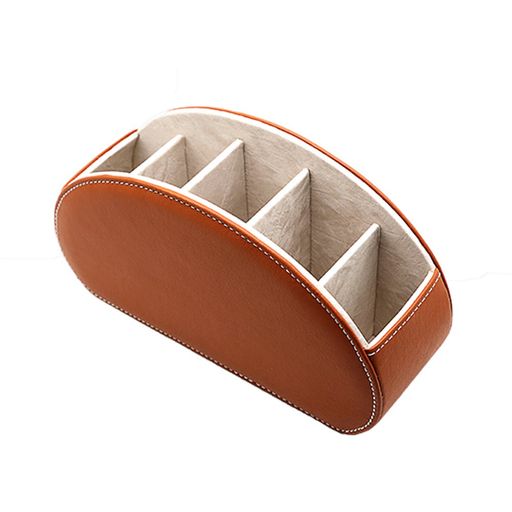 AwesomesリモコンラックPUレザーリモコンホルダー卓上リモコン収納ボックス卓上小物収納ケースPUオシャレ収納ボックス(ブラウン)