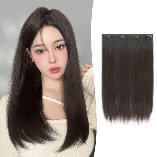 FESHFEN 襟足ウィッグ 3枚セット ロング ストレート40/50/60CM エクステ ワンタッチエクステ 襟足エクステ ワンタッチ ポイントウィッグ エクステンション ウィッグ ハーフウィッグ つけ毛 付け毛 日常 ファッション 耐熱 クリップ付け