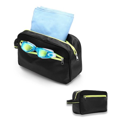 [AIRMFJI]プールバッグスイミングバッグお風呂バッグ軽量スポーツバッグポータブルシャワースパバック登山キャンプスパバック水泳用温泉旅行用ブラック大人男の子女の子学生(4)