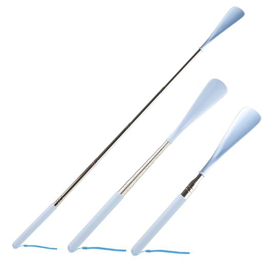 [TONGYUE]靴べら携帯伸縮可能ロング靴ベラおしゃれ軽量耐久性テンレス29-71cm男性女性子供高齢者用くつべら(Blue)