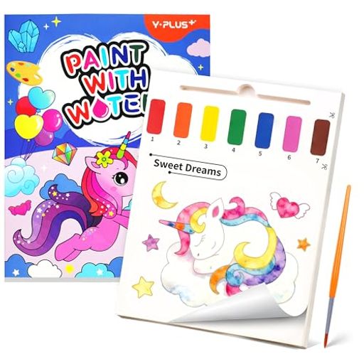 YPLUS幼児向け水塗り絵1-3歳2-4歳の子供用水彩画用紙何回でもぬれる塗り絵筆付きの絵画手工芸ギフトユ..