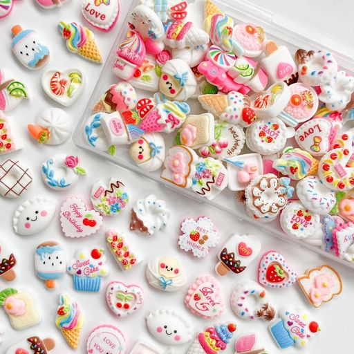 TANOKOXデコパーツミックススイーツキャンディ食べ物レジンパーツホイップデコアクセサリーイヤリング..