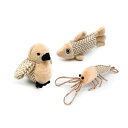 猫のネズミのおもちゃ 天然の麻材料 ネズミと魚と小鳥 フルーツいぐるみ 猫用玩具 猫遊び 噛むおもちゃ 運動不足解消 ストレス解消 (3個入鳥+魚+エビ匹)(4)