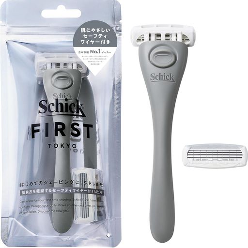 Schick(シック)シックファーストシェービングホルダー(刃付き+替刃1コ)アッシュグレー髭剃りカミソリ