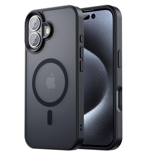 【米軍規格・MAGSAFE対応】GTSOHO IPHONE 16 用 ケース 半透明 マグネット搭載 ワイヤレス充電 耐衝撃 耐久性 全面保護 黄ばみなし ストラップホール付き イフォン16用 カバー マグセーフ対応 ブラック