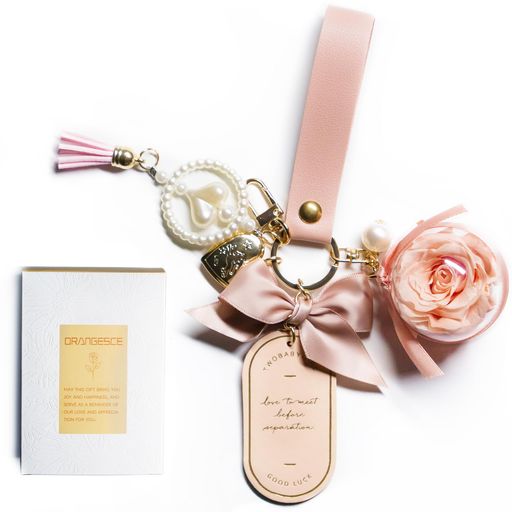 [ORANGESCE]プリザーブドフラワーキーホルダー枯れない花女性女友達彼女母かわいい贈り物バレンタイン記念日誕生日人気結婚祝い引越し祝い母の日プレゼントクリスマス入学卒業ギフト(ピ…