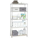 ドウシシャラックスチールラック棚5段収納幅85.5x奥行40.5x高さ174CM全体耐荷重325KG軽量スリムスチールシェルフキッチンラックレンジ台キッチン収納納戸押し入れ収納衣類収納ポール径22MMWR…(3)