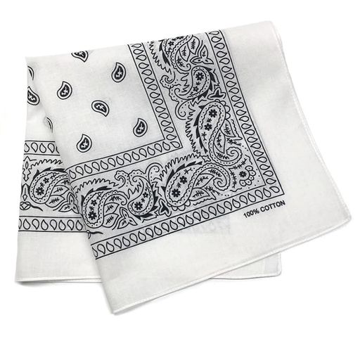 [Trifong]バンダナ白ハンカチペイズリー三角巾大人おしゃれ綿100%コットンカシューナッツ柄ばんだなメ..