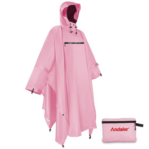 [ANDAKE] レインコート 折り畳み レインポンチョ 男女兼用 撥水 防風 耐久性 カッパ メンズ レディース 通学 通勤 自転車用 レインウェア リュック対応 梅雨対策 収納袋付き(さくらパウダー