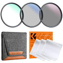 K&F CONCEPT 52MM レンズフィルターセット ND4フィルター+PL偏光フィルター+UV保護フィルター+3枚クリーニングクロス+フィルターケース 光...