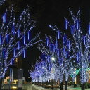 GRFDソーラー流星群レインライト屋外防水LEDイルミネーションライト30cm360LED10チューブ滝の木のクリスマスライトーブソーラー充電式ストリングライト夜間自動点灯昼消灯省エネIP65防水正…