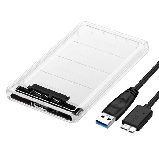 透明な2.5インチHDDケースUSB3.0接続SATA対応HDD/SSD外付けドライブケースUSB3.0ケーブル付きネジ&工具..