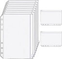 A5サイズジッパー付きバインダーポケット6穴PVC製半透明10枚セット(10枚ポケット)